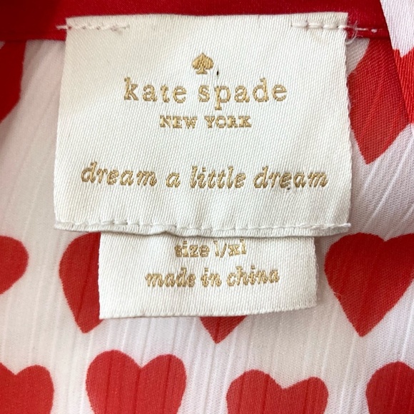 KATE SPADE Heart Print Kimono Chiffon Robe Red Belted Size L/XL - Picture 4 of 10